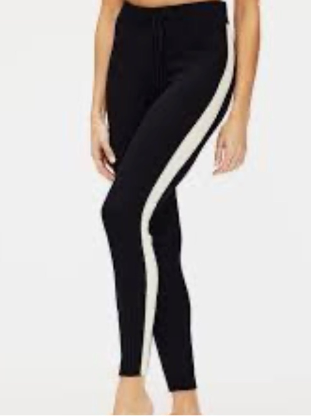 PINK Victoria's Secret Black Leggings with Cream Side Stripe